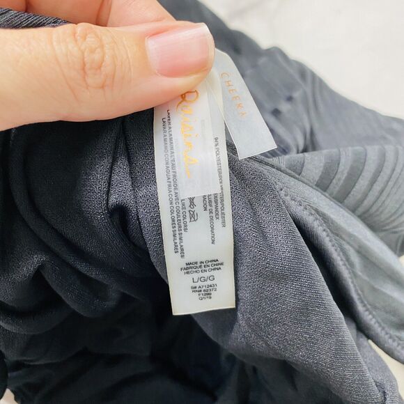 Raisins Juniors' Beach Cove Cheeky Textured Plunging One-Piece Black L Large New - Picture 6 of 6